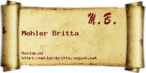 Mehler Britta névjegykártya